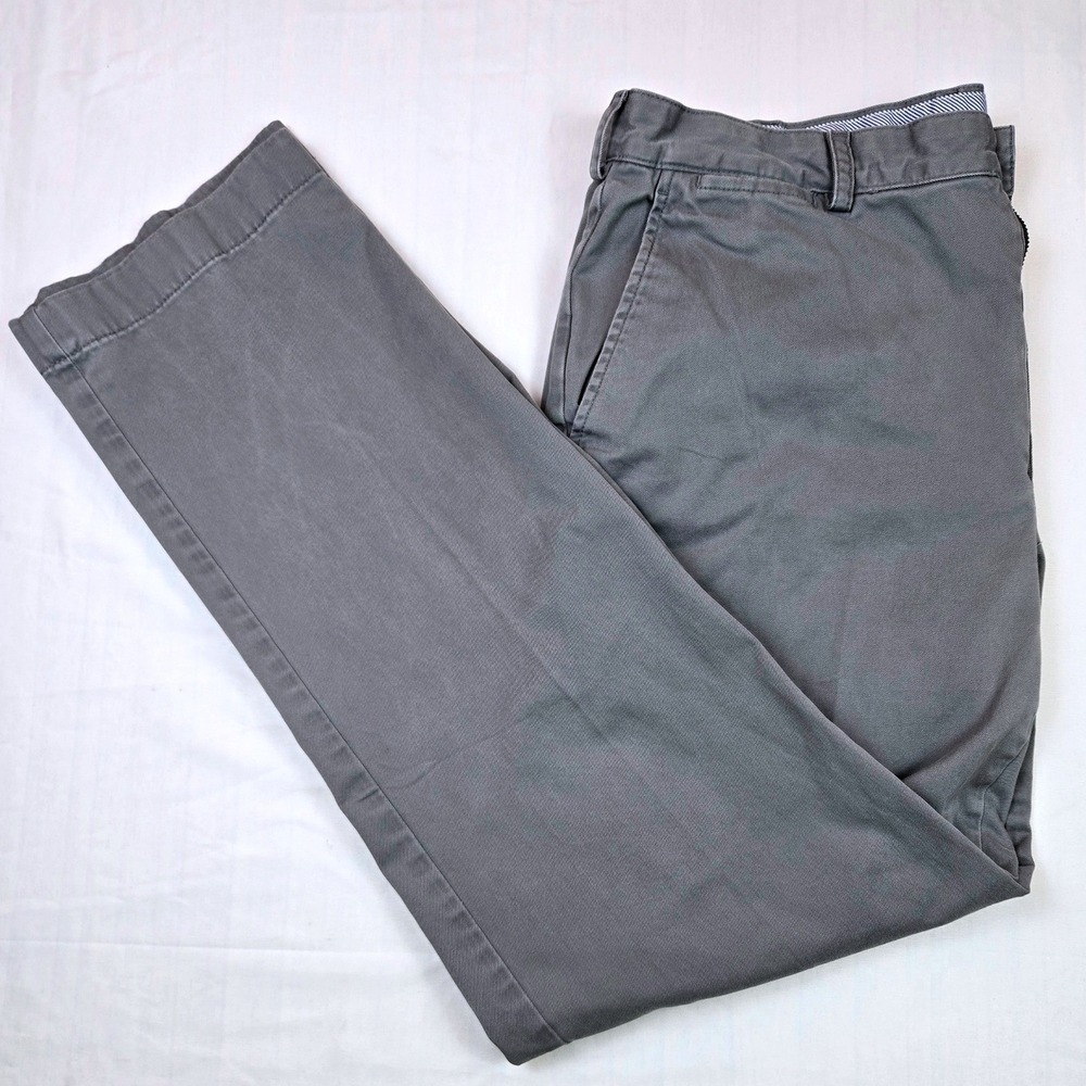 Brooks Brothers Clark Mens Gray Chino Pants W36 L32 Flat Front Casual Dress